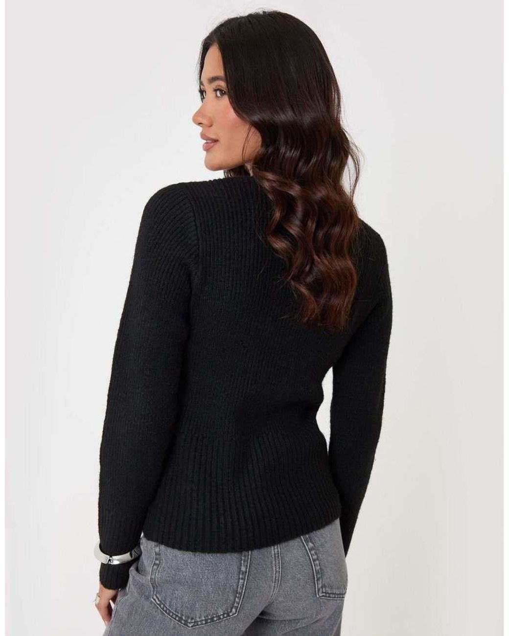 Threadbare Black V Neck Knitted Cardigan