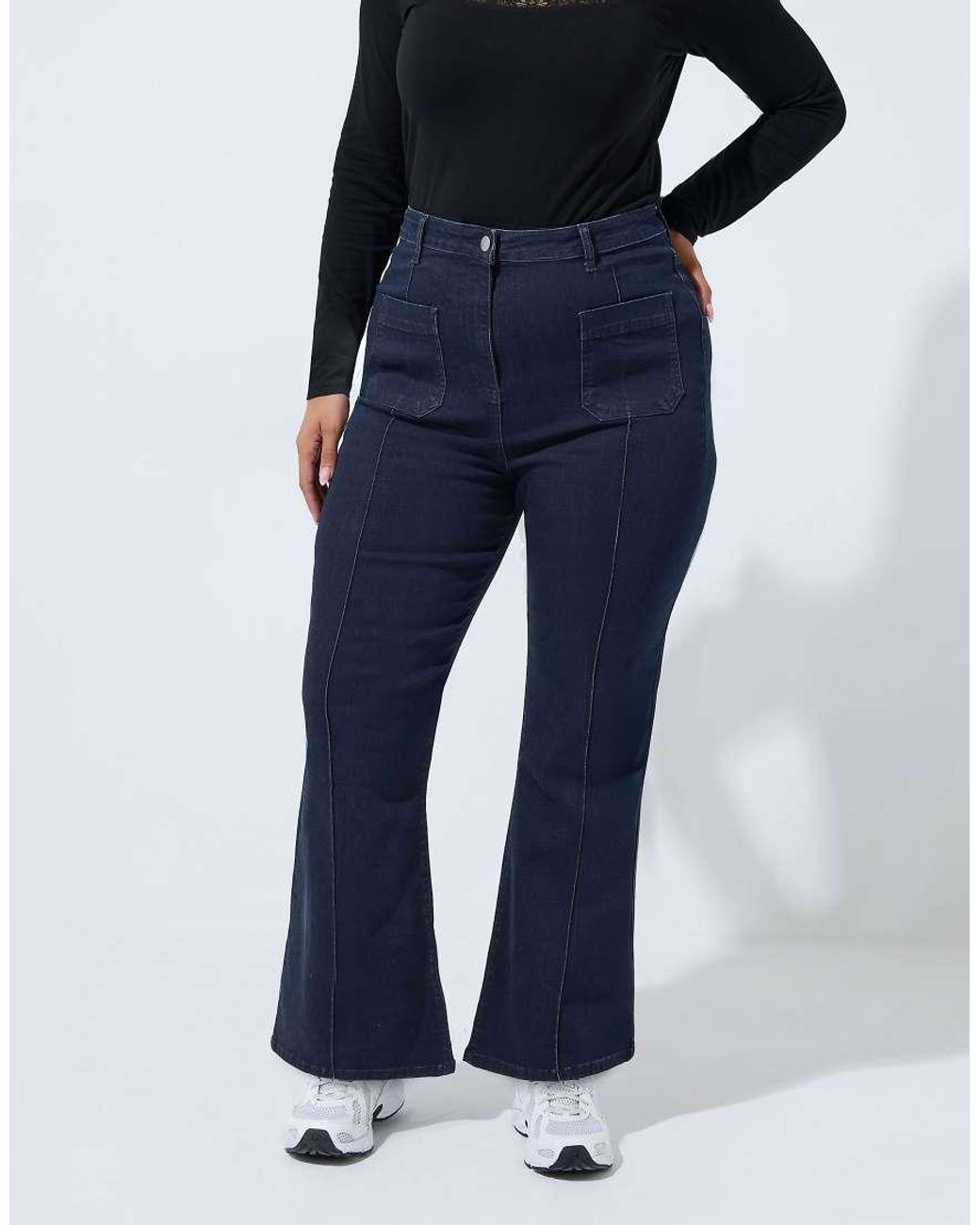 Yours Clothing Blue Flared Seam Detail Jeans