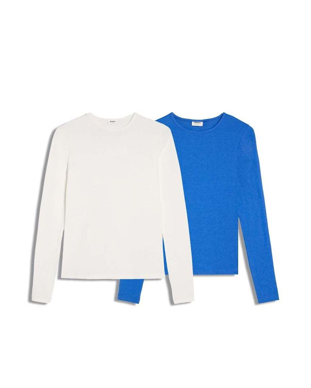 Bershka Blue Long Sleeve - 2-pack Of T-shirts