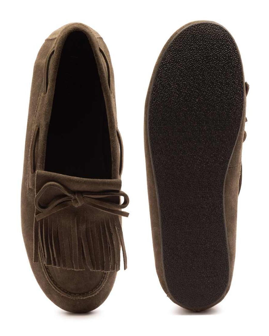 OFF THE HOOK Brown Kennet Suede Fringe Moccasin Loafers