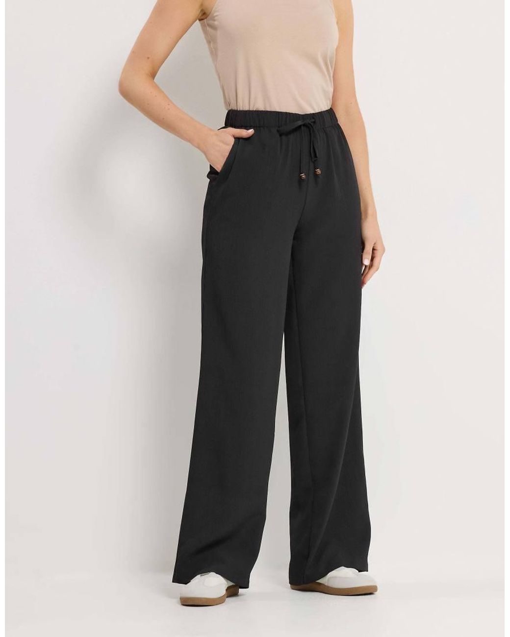 Long Tall Sally Blue Textured Wide Leg Trousers