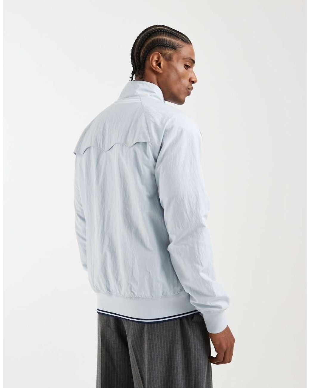 Fred Perry Gray Crinkle Harrington Jacket for men