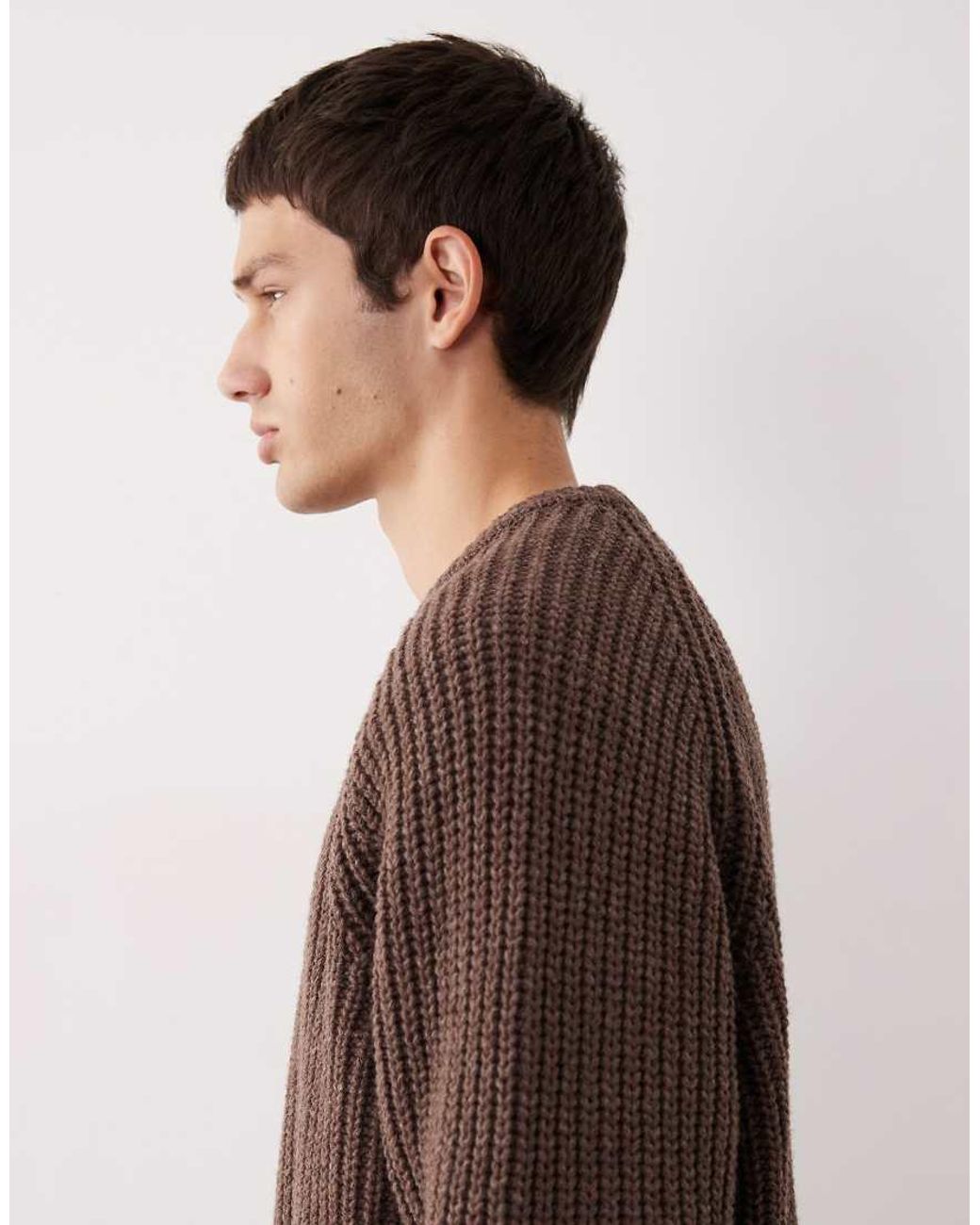 ASOS COLLECTIVE Brown Oversized Knitted Wool Jumper for men