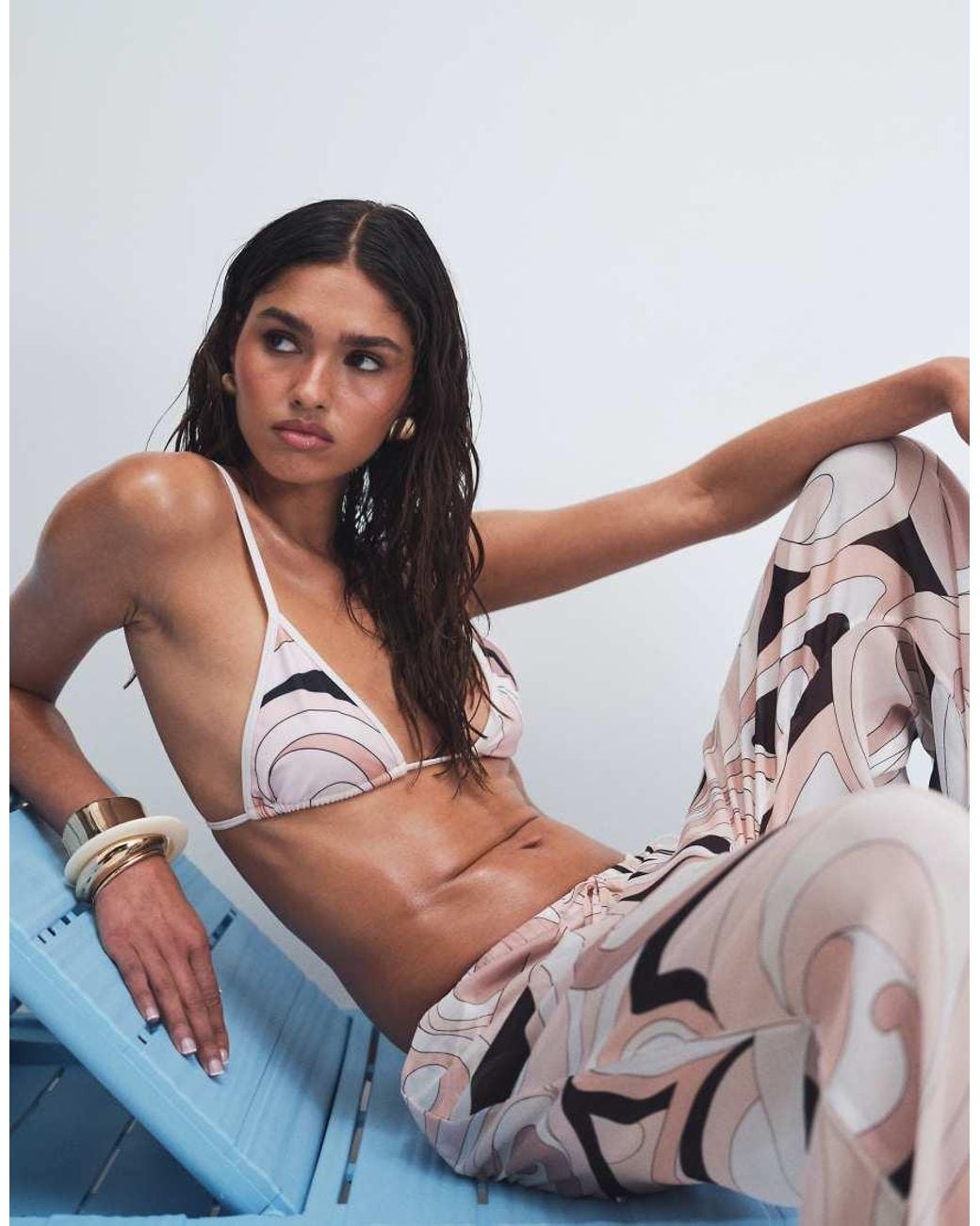Cin Cin Brown Thrills Triangle Bikini Top