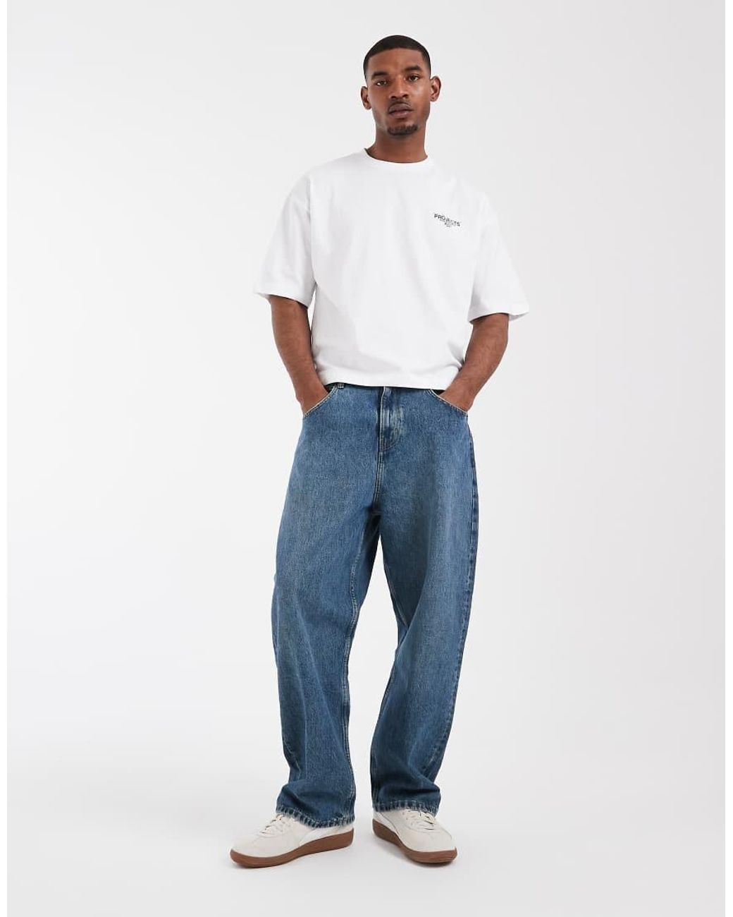 ASOS White Boxy Oversized T-shirt With Peach Graphic for men