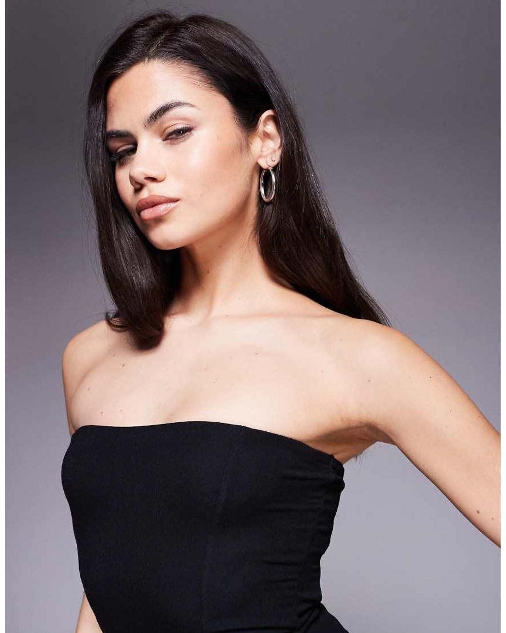 Oh Polly Black Brielle Modal Bandeau Split Mini Dress
