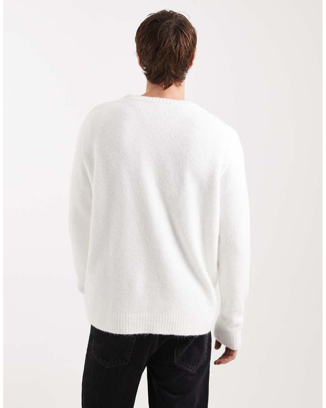 ASOS White Relaxed Knitted Crew Neck Jumper for men