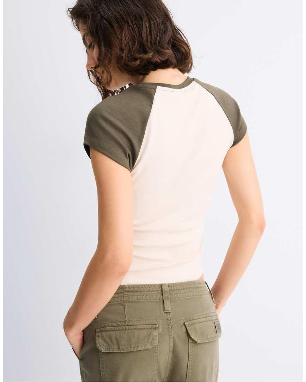 Stradivarius Green Short Sleeve Raglan T-Shirt