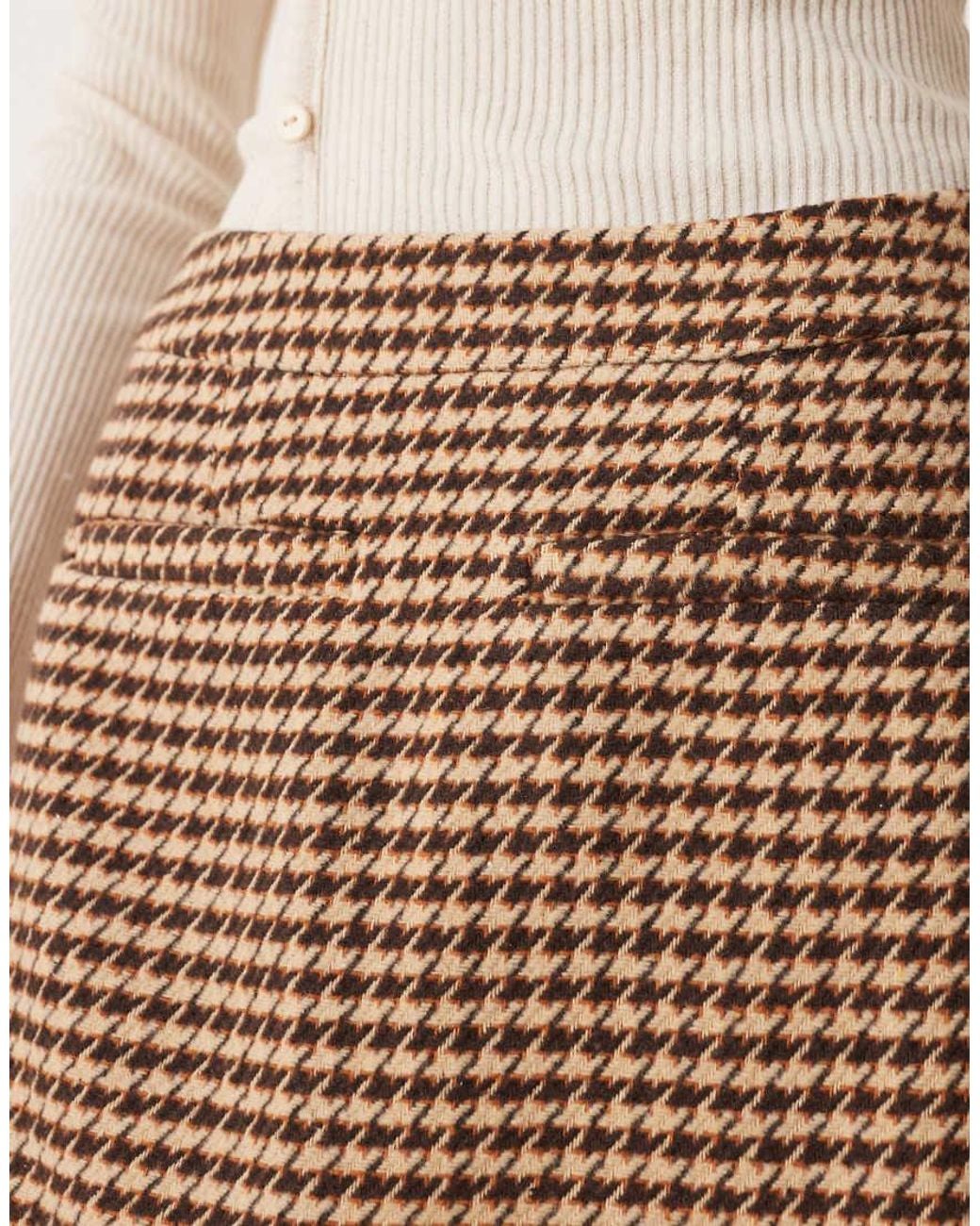 Threadbare Brown Check Mini Skirt With Pocket Detail