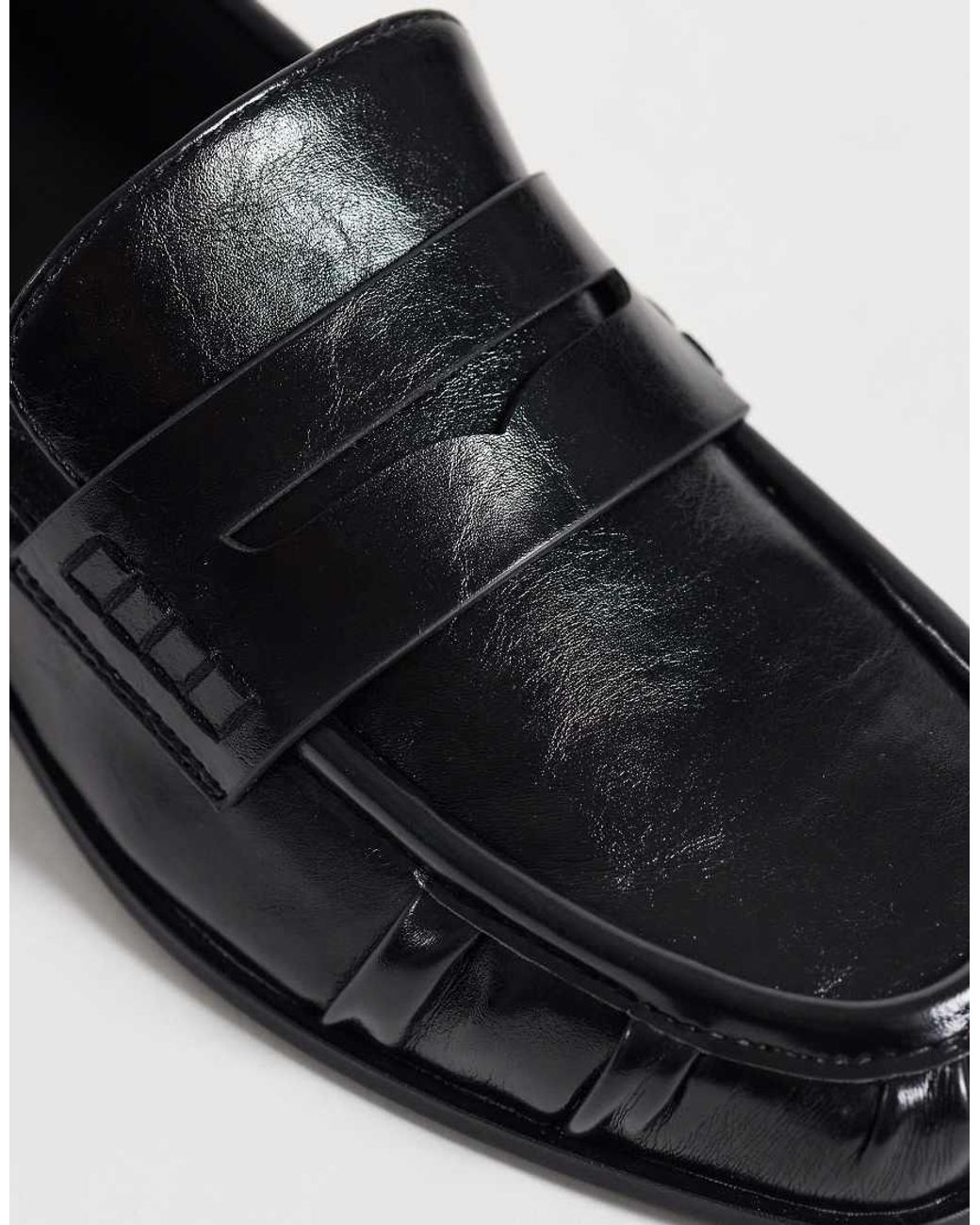 ASOS Black Marisol Ruched Round Toe Heeled Loafers