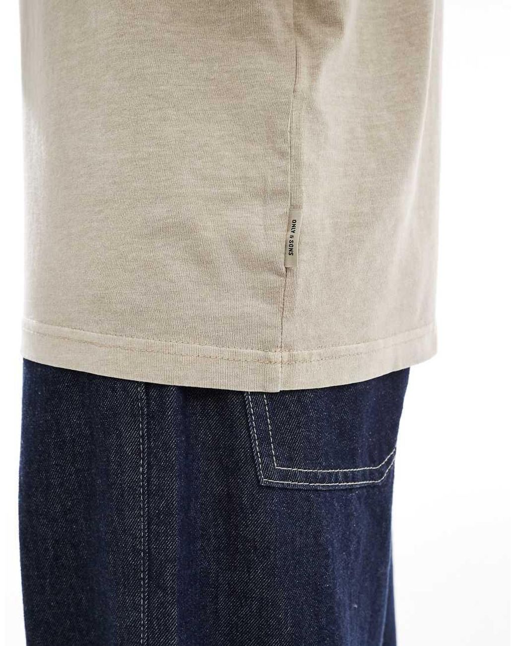 Only & Sons Gray Distressed T-shirt for men