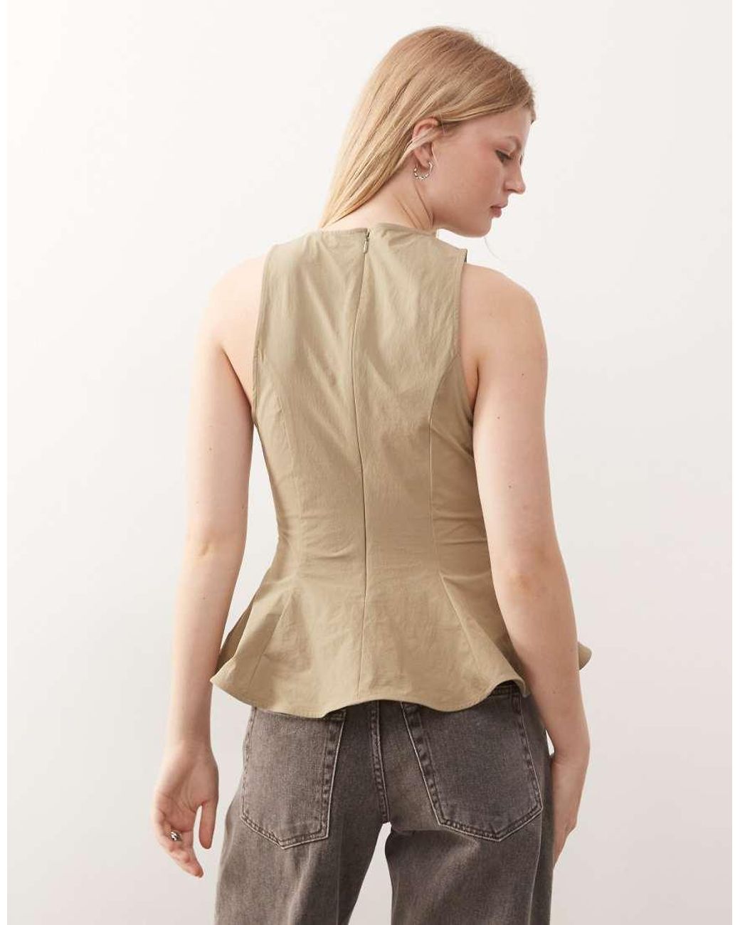 Monki Natural Peplum Top