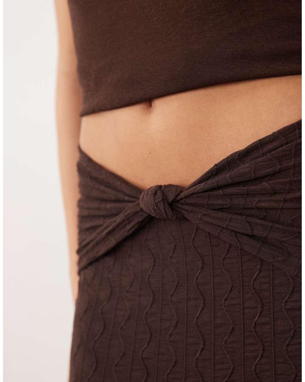 ASOS Brown Co-ord Textured Ruffle Maxi Skirt With Split