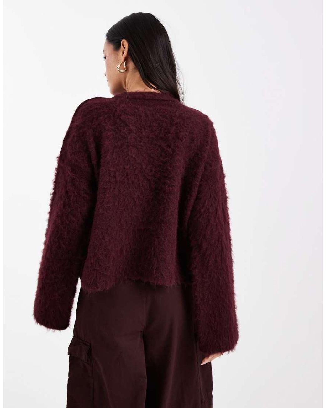 ASOS Red Brushed Oversized Knitted Jumper With Wool