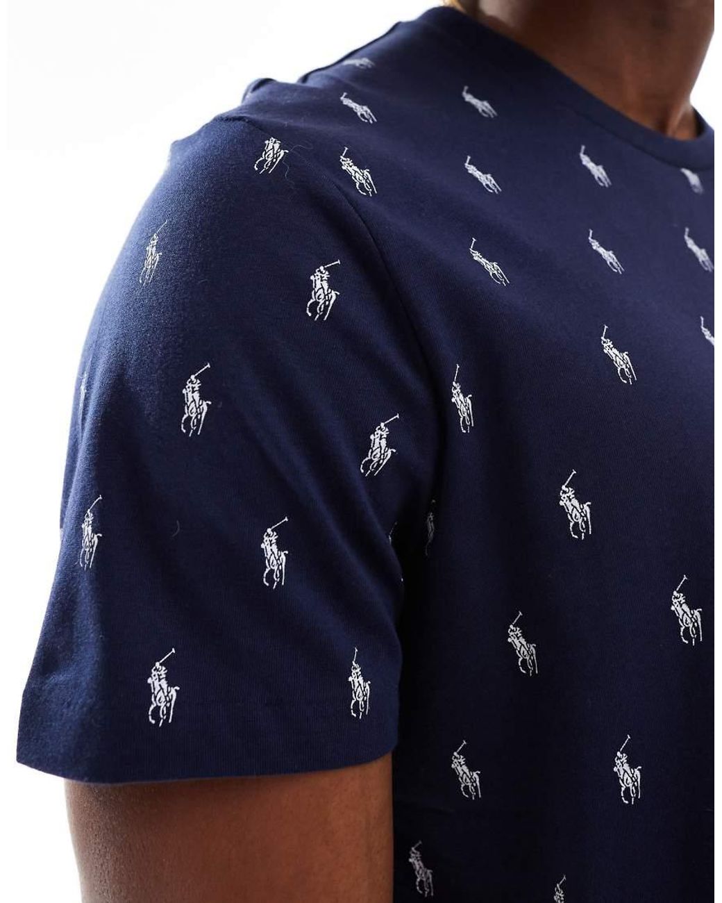 Polo Ralph Lauren Blue All Over Icon Logo Lounge T-shirt for men