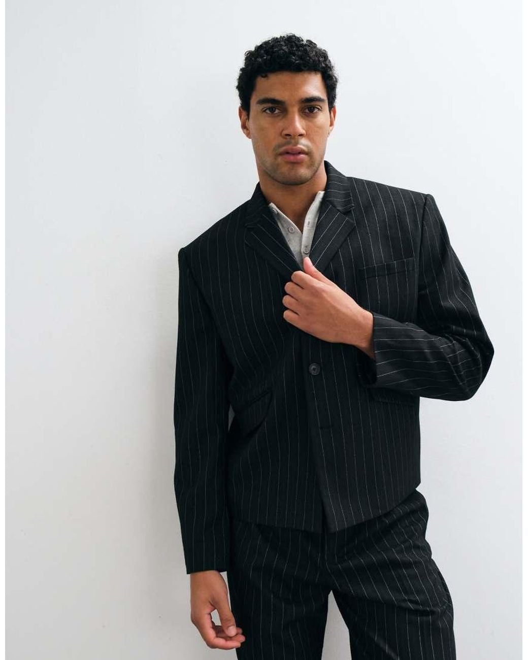 ASOS Blue Boxy Suit Jacket With Button Detailing for men