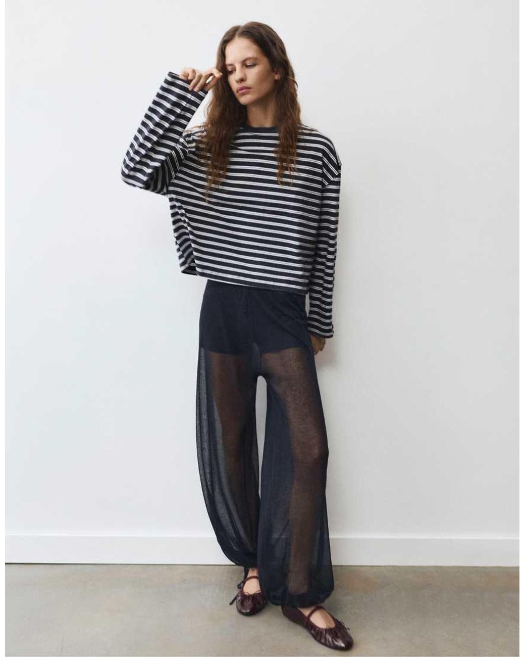 Pull&Bear Blue Boxy-fit Long Sleeve T-shirt