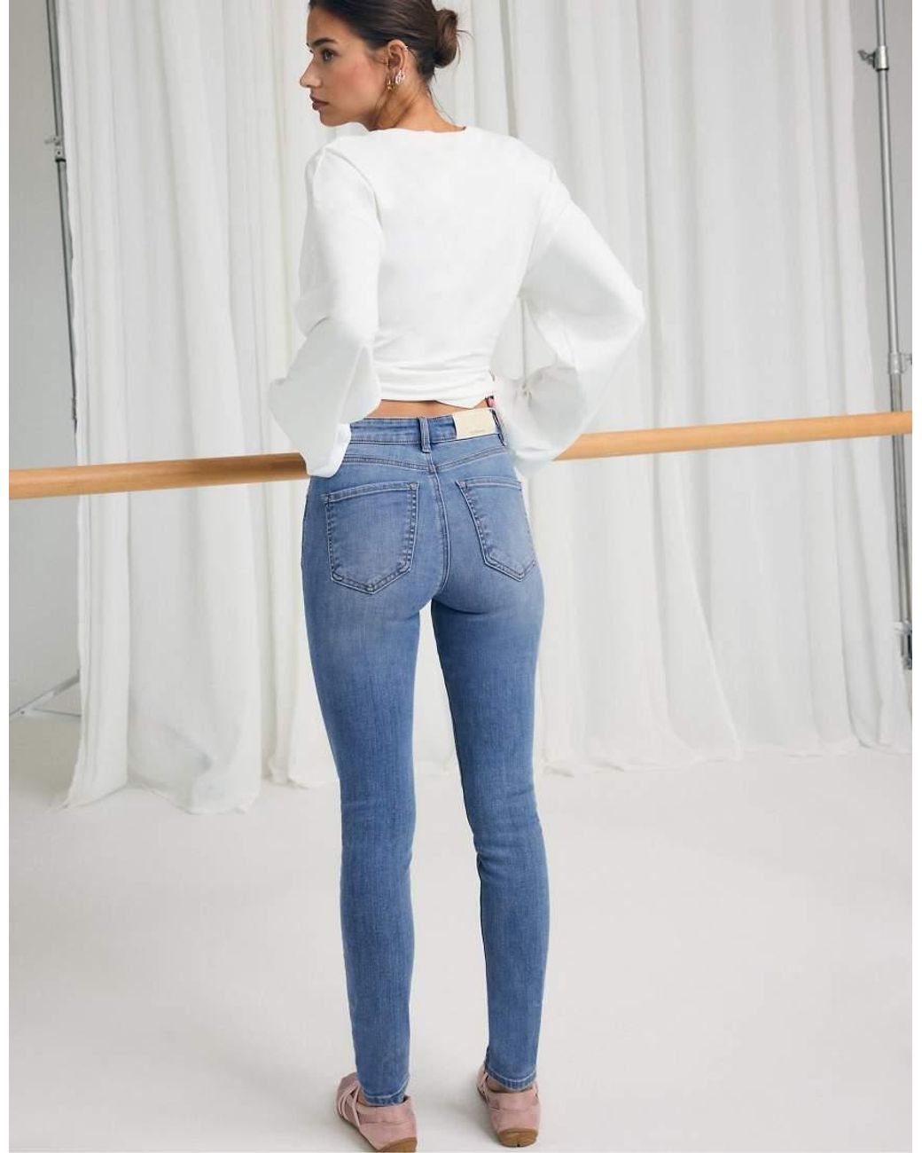 Stradivarius Blue D07 High-Waist Skinny Jeans