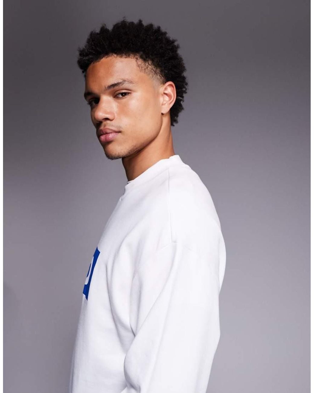 HUGO Gray Niero Central Logo Sweatshirt for men