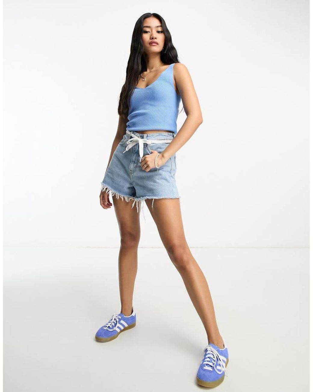 Jdy Blue V Neck Knitted Vest Top