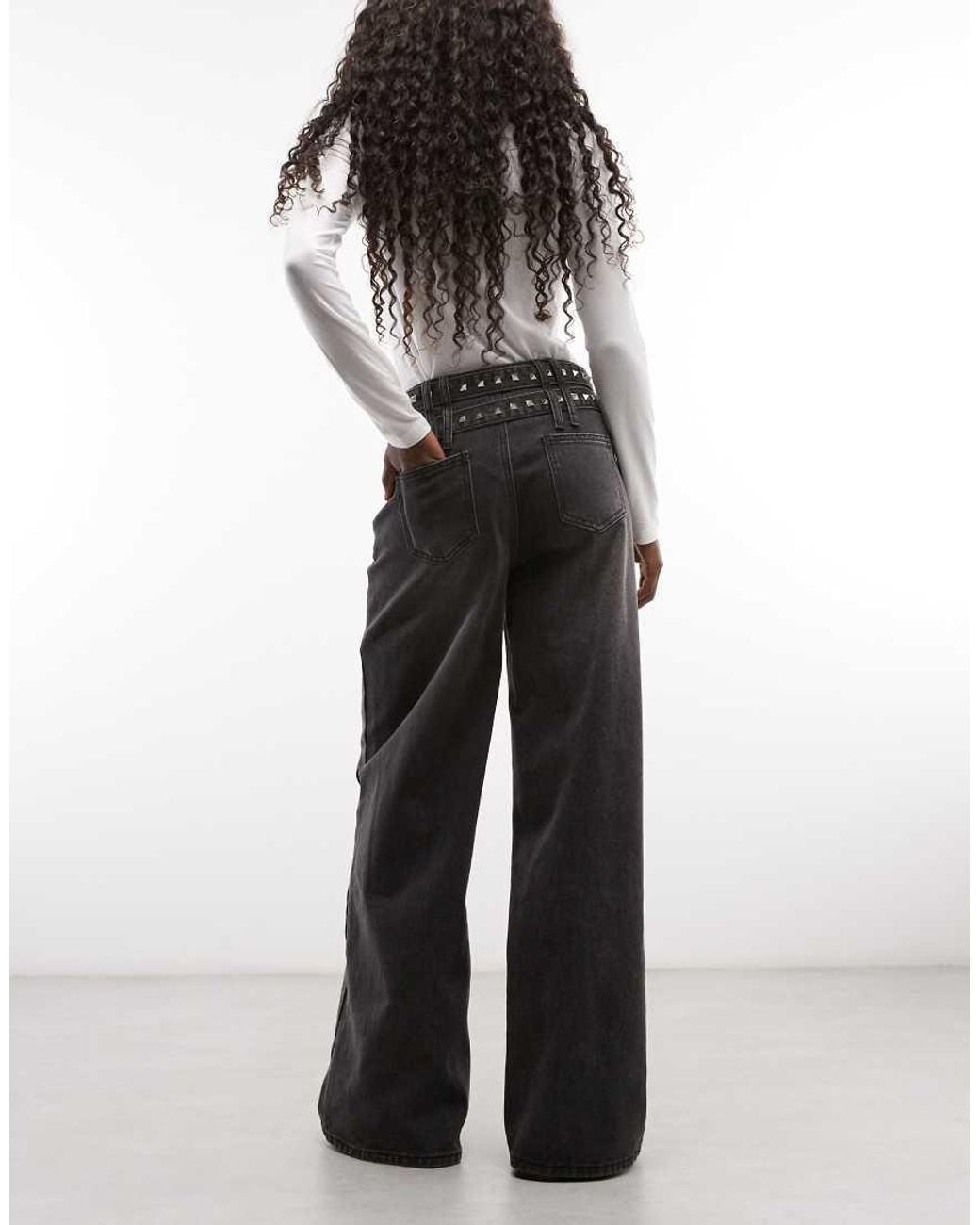 Liquor N Poker White Double Belted Straight Leg Jeans