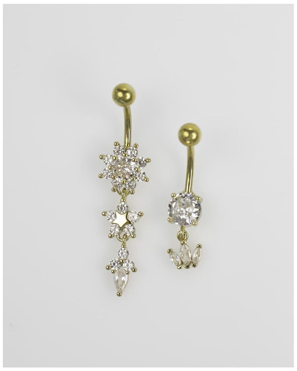 Lovisa White Plated Surgical Steel Flower Power Belly Bar 2-Pack
