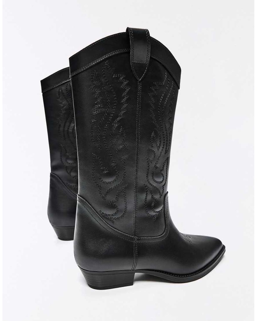 Bershka Black Cowboy Boots
