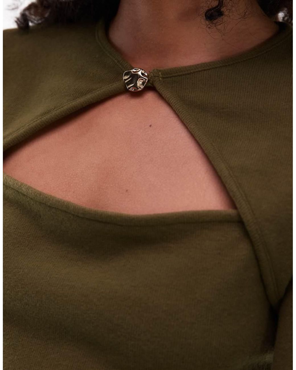 ASOS Green Supersoft Long Sleeve Top With Cut Out Detail