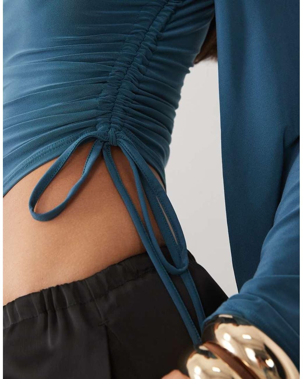 ASOS Blue Drape Sleeve Asym Hem Top