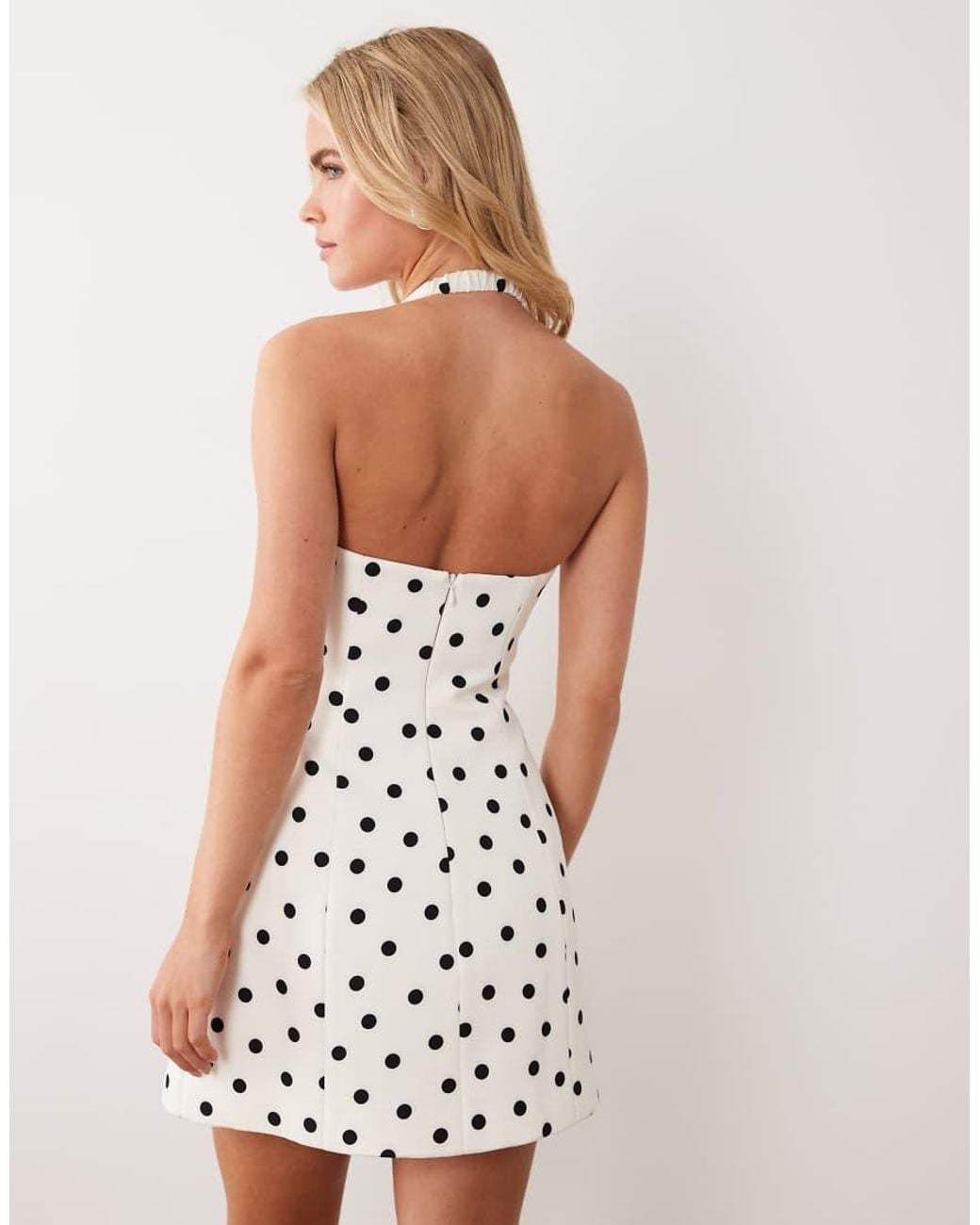 Forever New White Crepe Halter Mini Dress