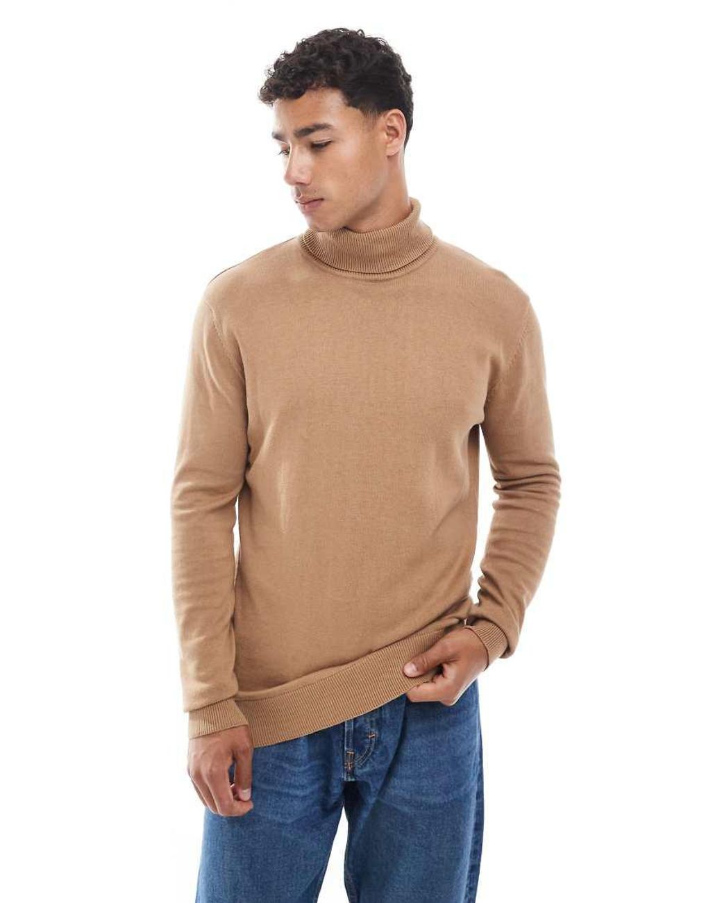 Brave Soul Blue Roll Neck Jumper for men
