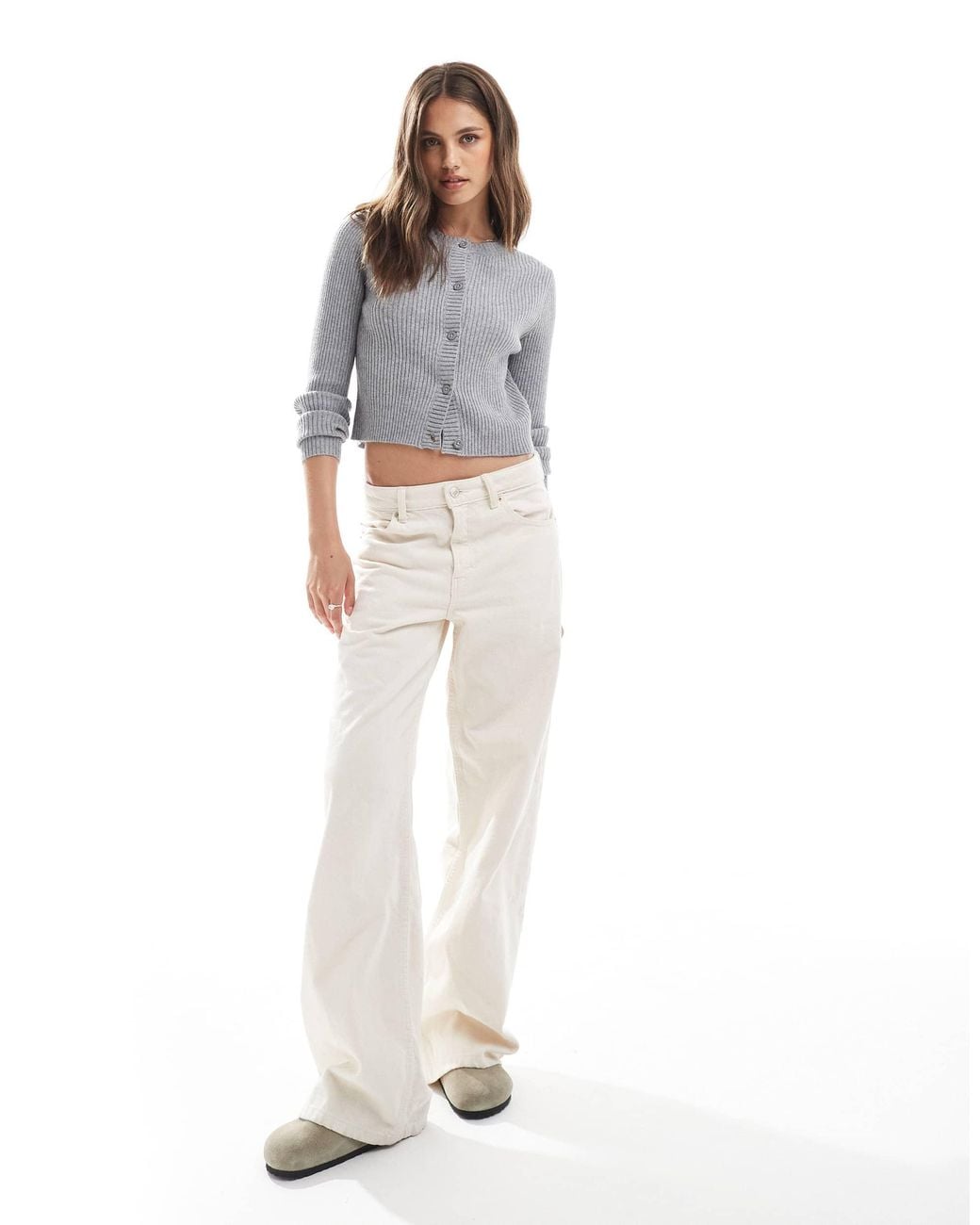 ONLY Gray Structured Ribbed Knitted Cardigan