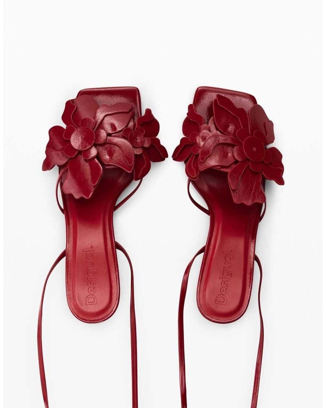 Desigual White Floral Appliqué Sandal