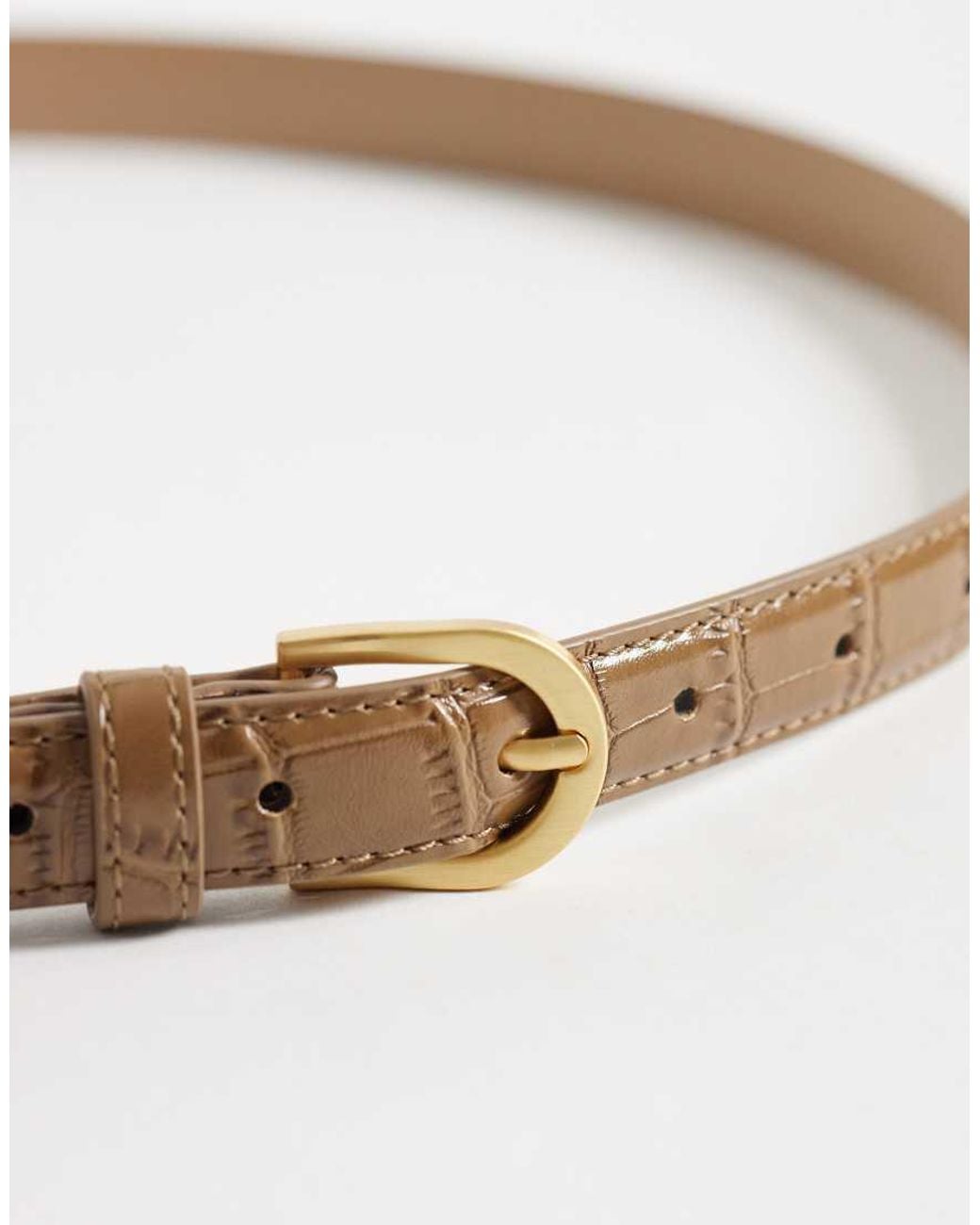 Threadbare Natural Faux Leather Croc Effect Belt With Buckle