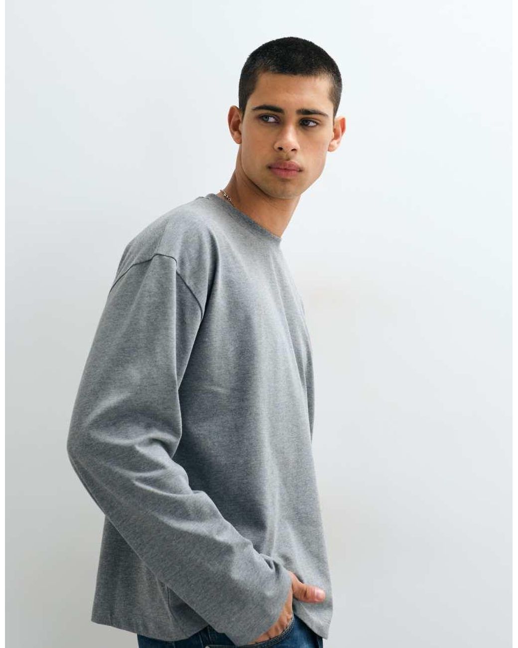 ASOS Gray Heavyweight Boxy Oversized Long Sleeve T-shirt for men