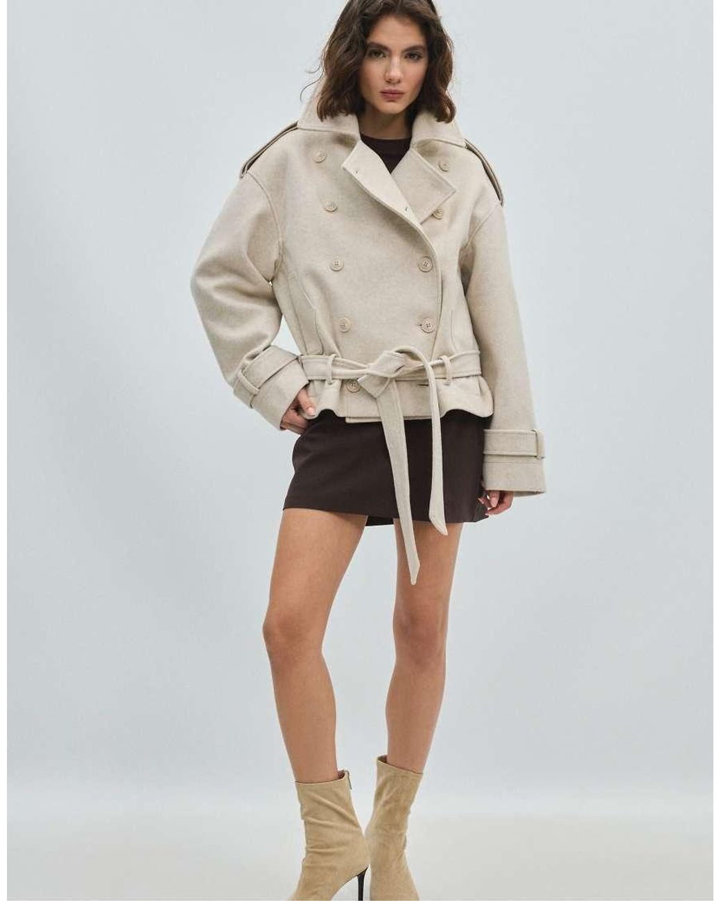 Stradivarius Natural Cropped Trench Jacket