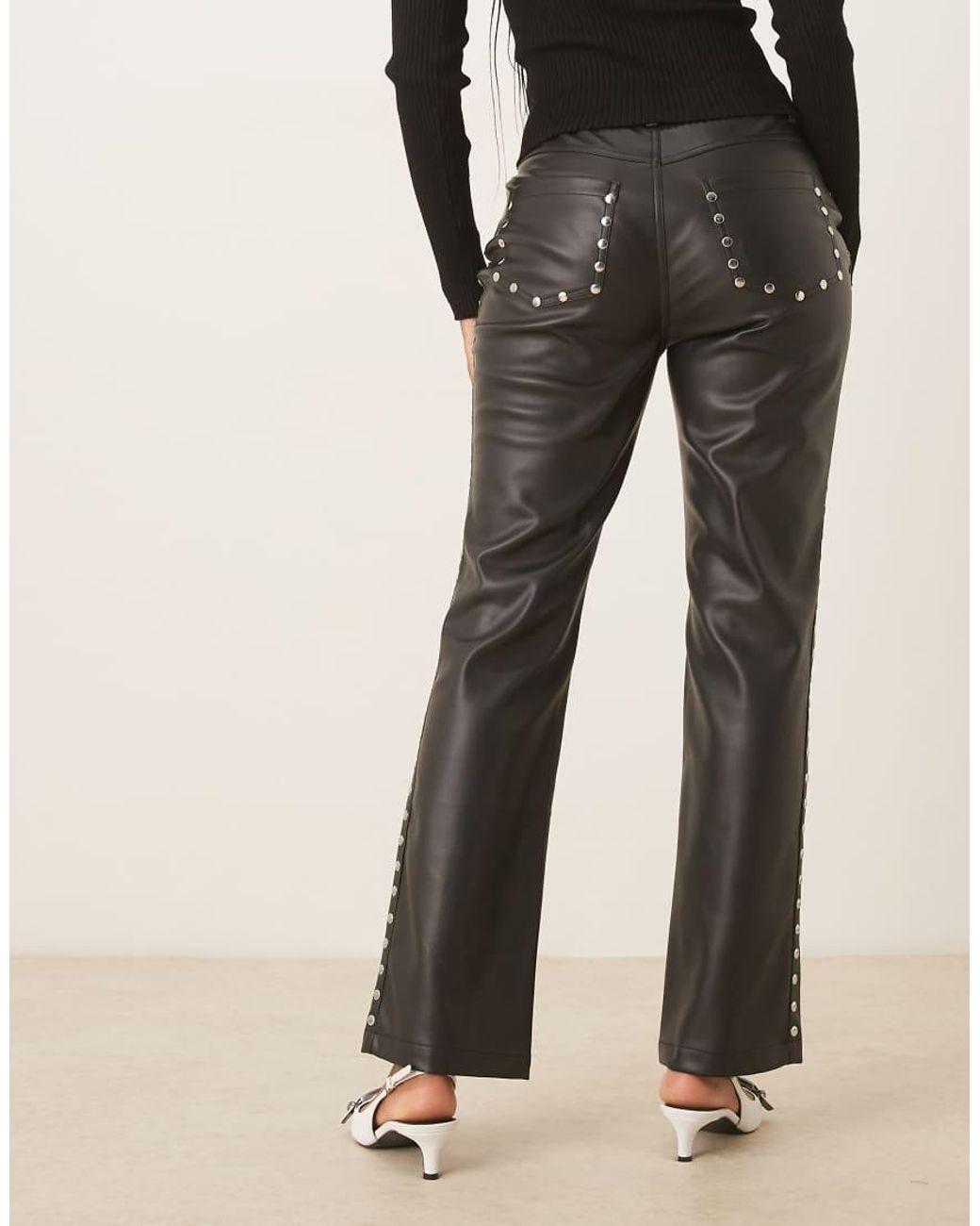 Never Fully Dressed Black Pu Studded Trousers