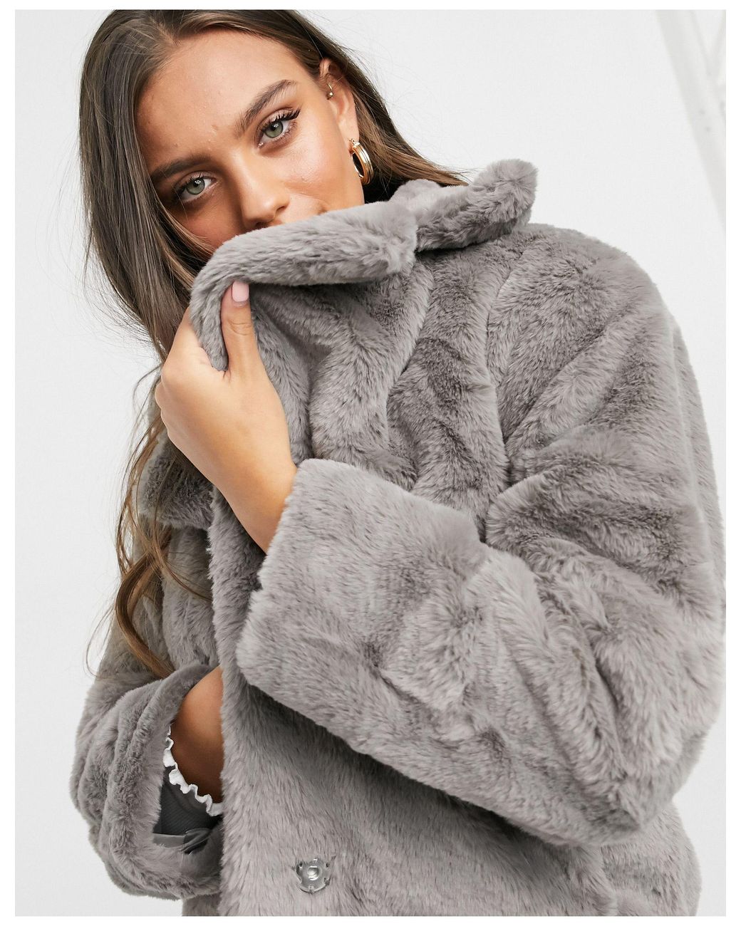 New look best sale long fur coat