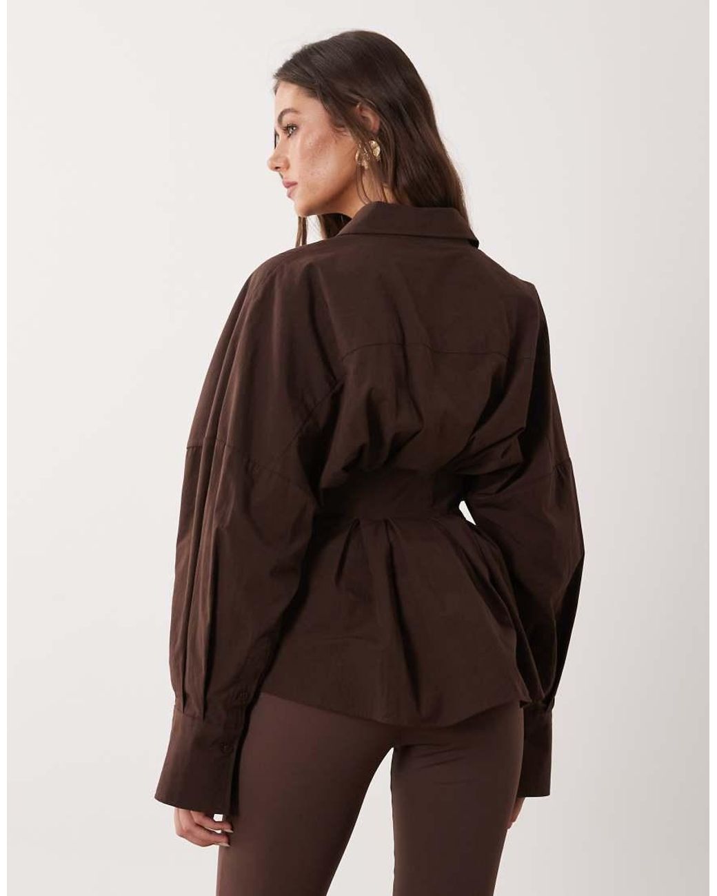 ASOS Brown Pleated Waist Shirt
