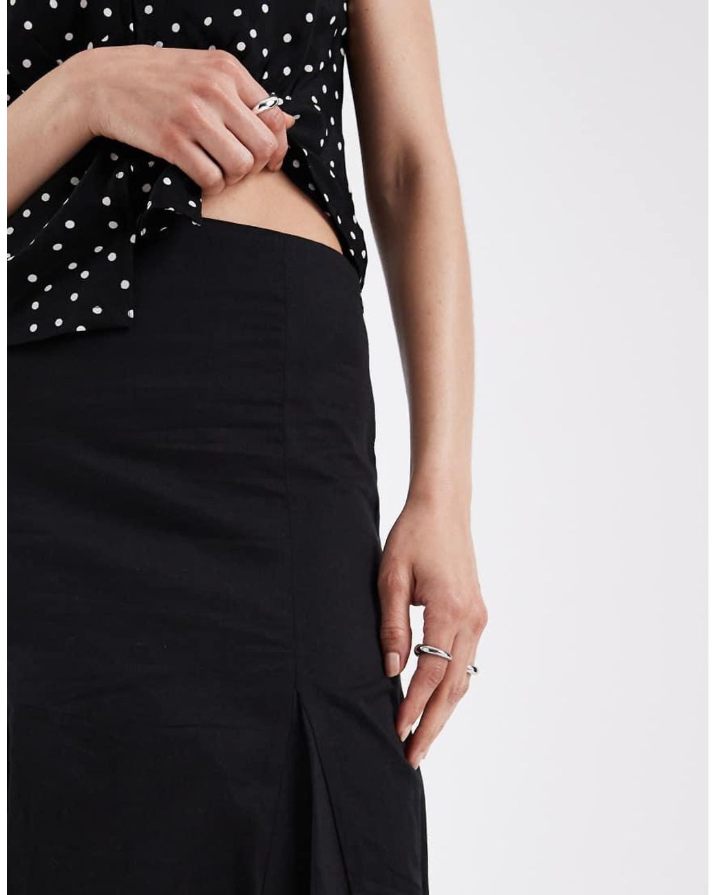 ASOS Black Cotton Godet Maxi Skirt