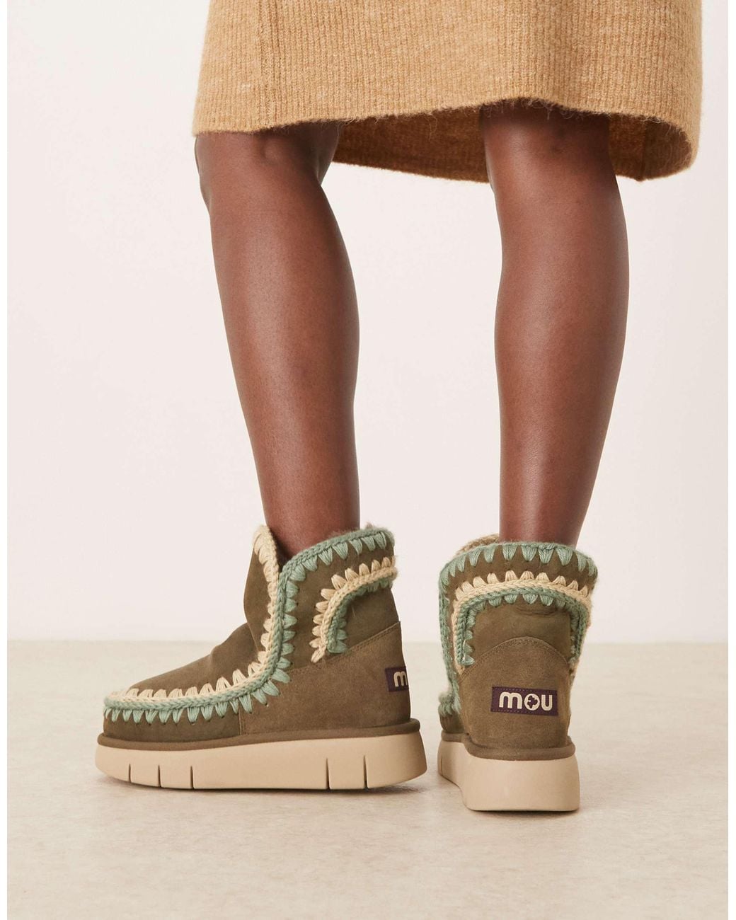 Mou Color Mou Bounce 18 Suede Boots in Natural | Lyst