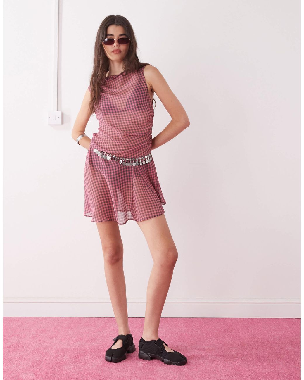 Collusion Pink Sheer Mini Dress
