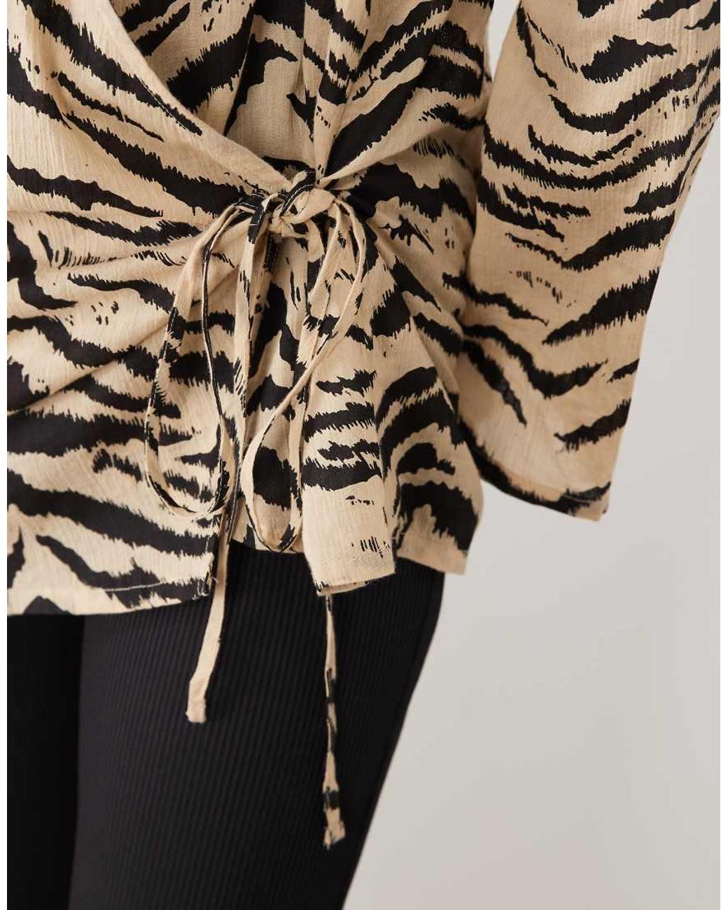 ASOS Metallic Crinkle Tie Front Cover Up