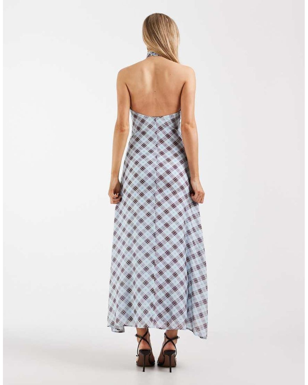 ASOS White Chiffon High Neck Halter Maxi Dress