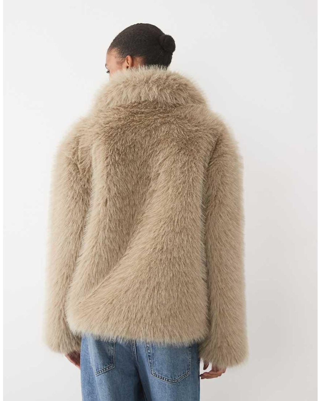 ASOS Natural Asos Design Tall Short Collared Faux Fur Jacket