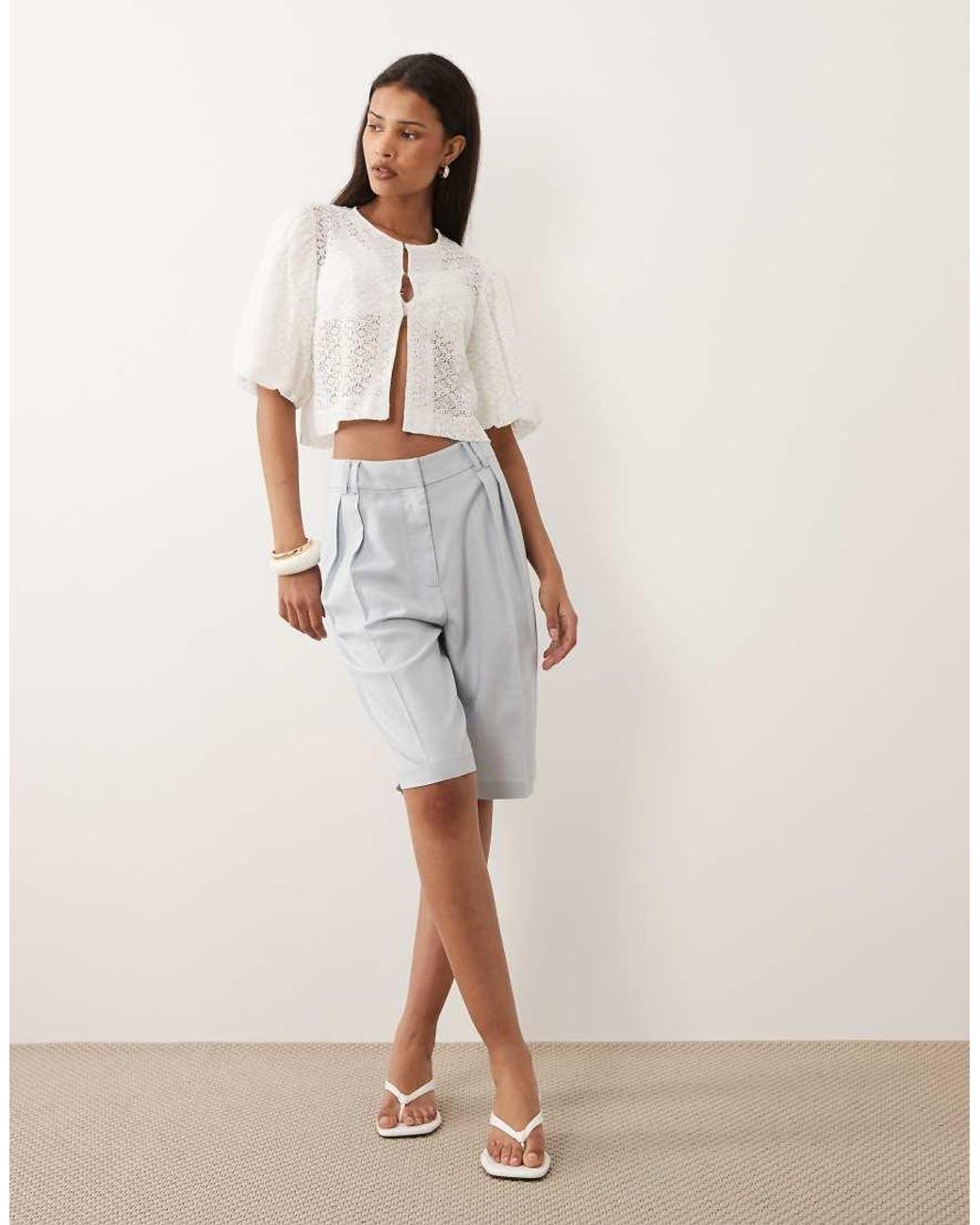 Vila White Textured Woven Puff Sleeve Top