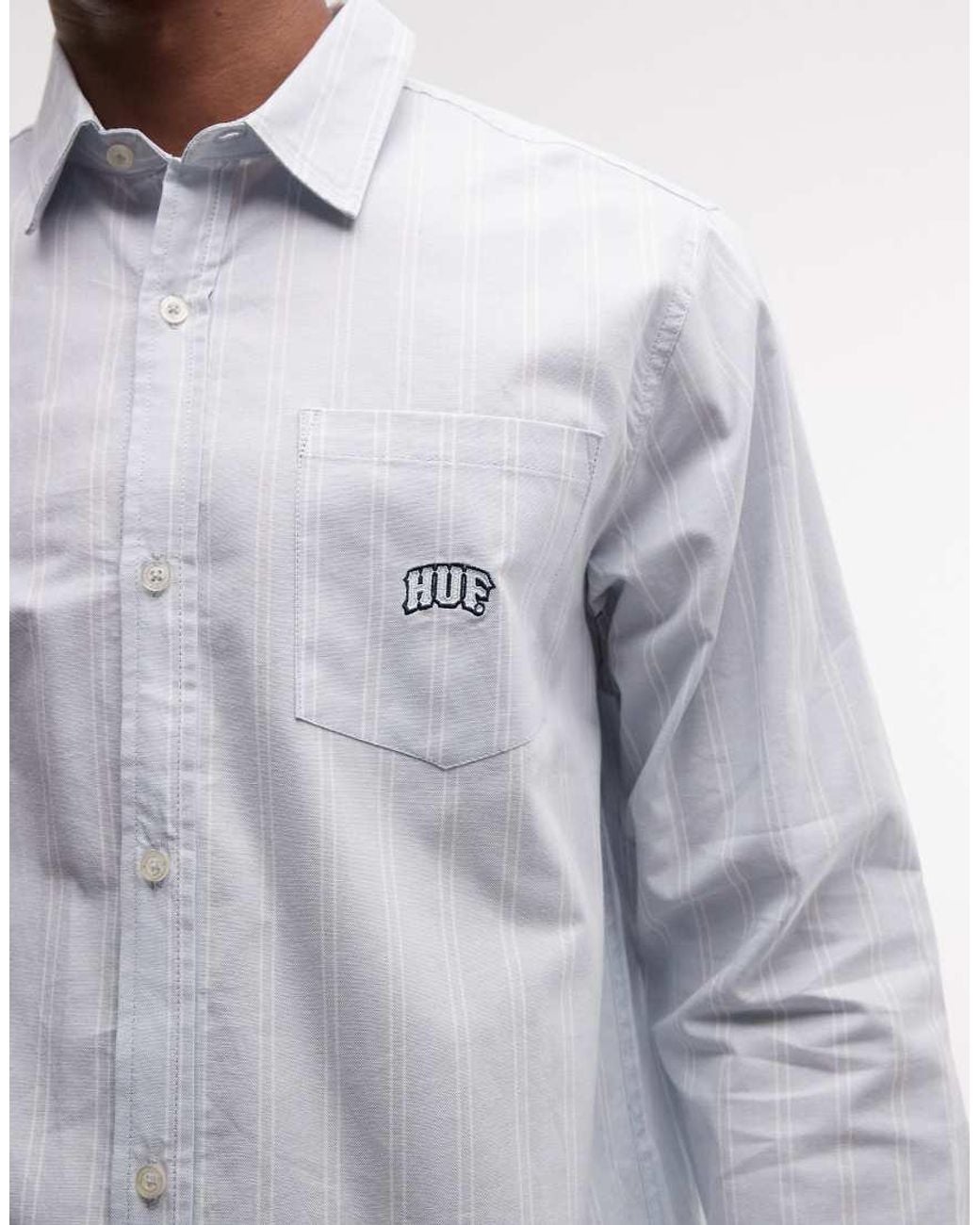 Huf Gray Classic Arch Long Sleeve Oxford Shirt for men