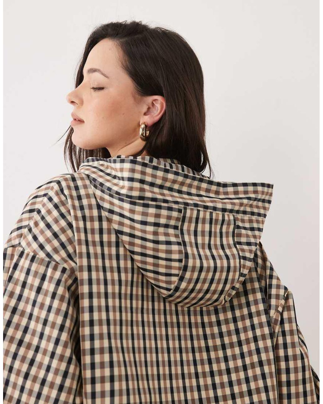 ASOS Brown Asos Design Curve Hooded Bubble Hem Bomber Jacket