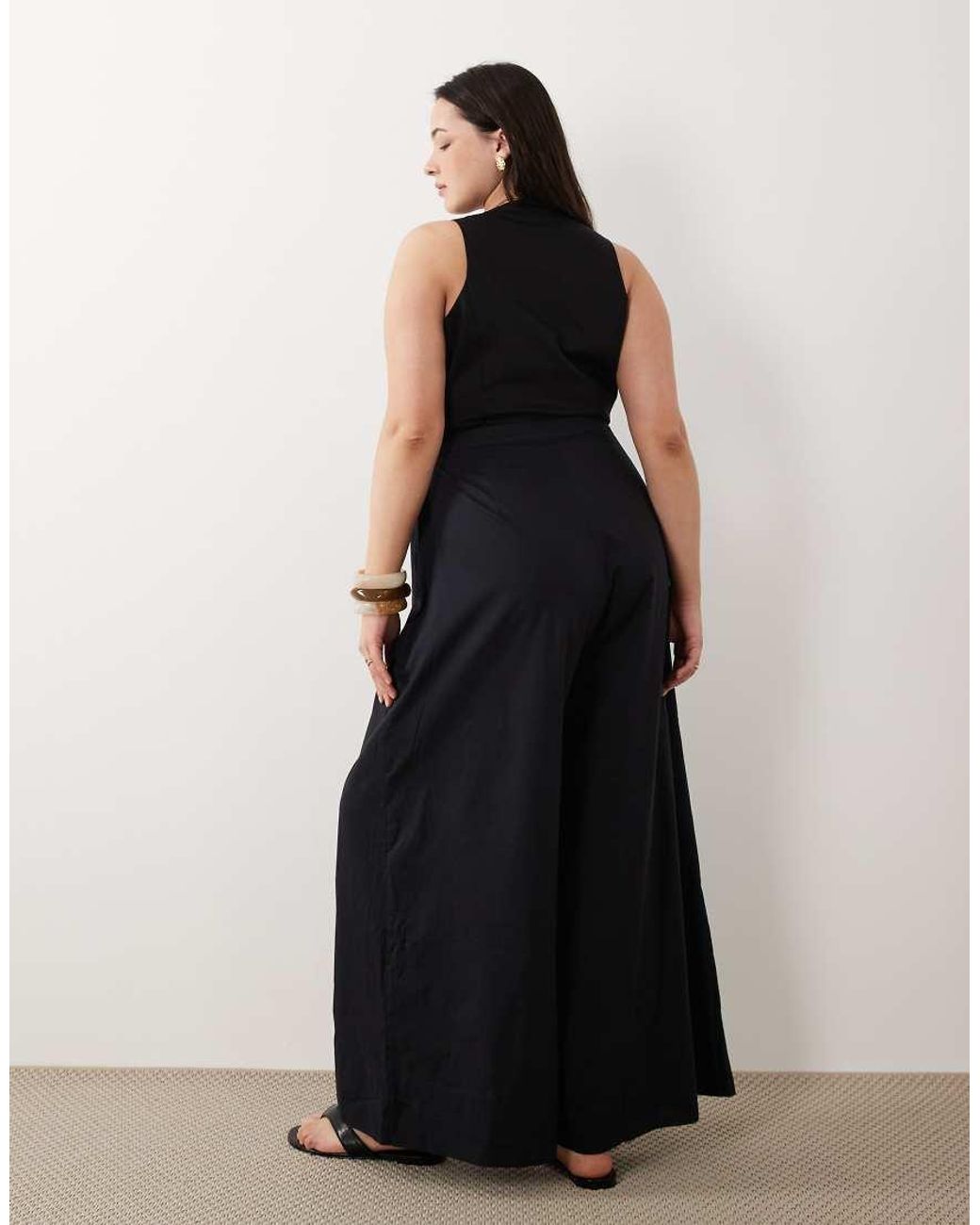 ASOS Black Asos Design Curve Waistcoat Jumpsuit