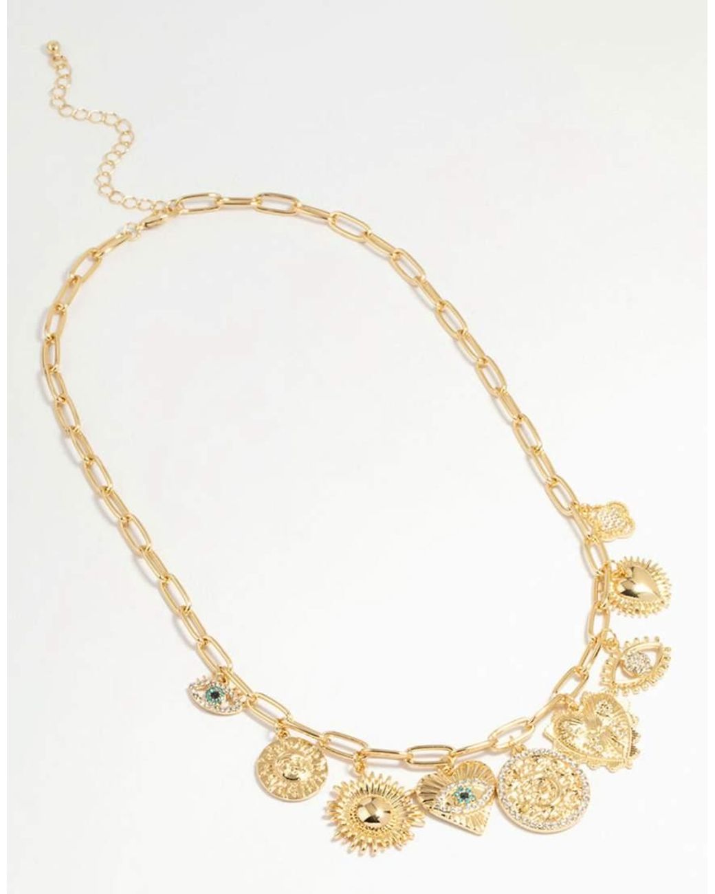 Lovisa Natural Plated Evil Eye & Sun Charm Pendant Necklace